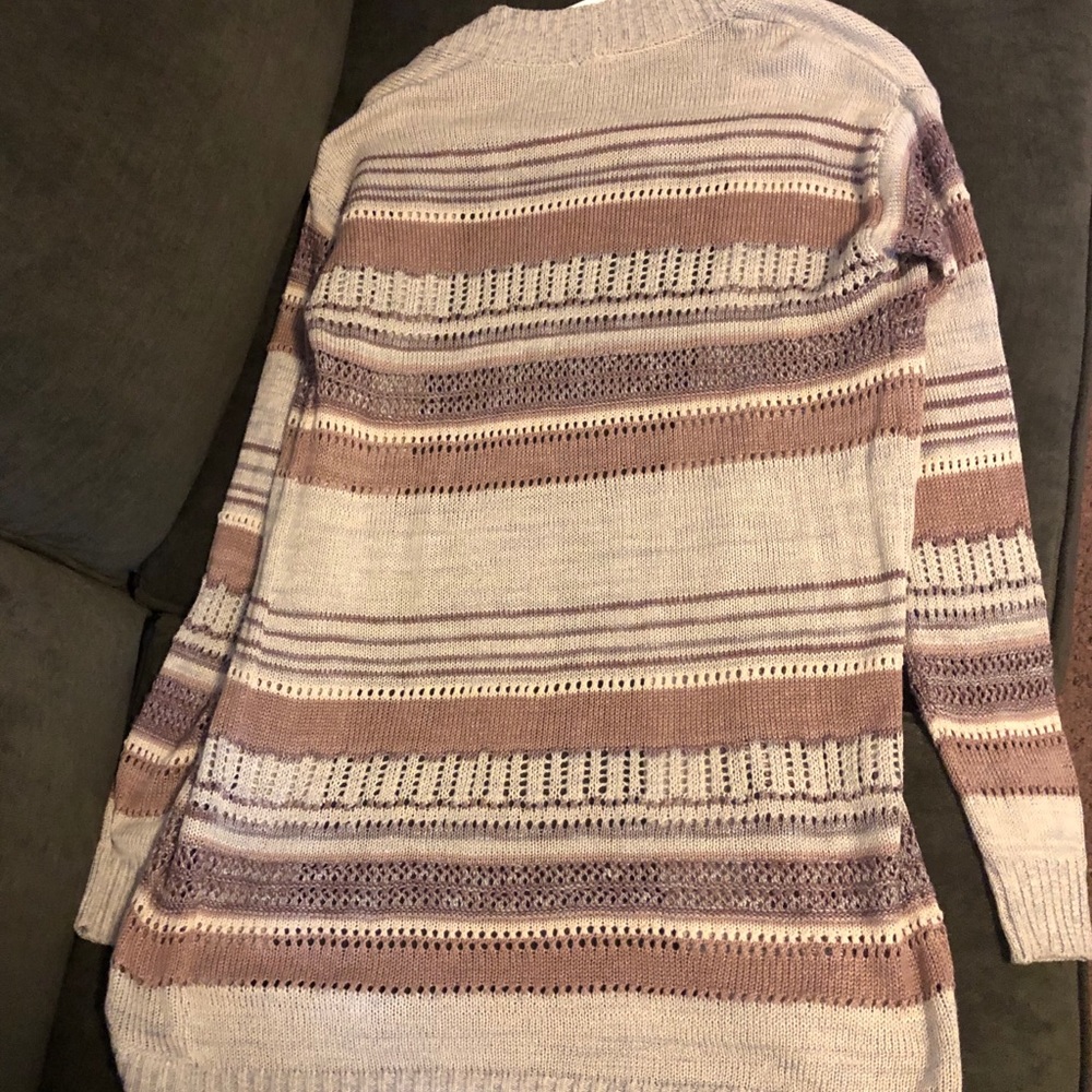 Mauve and tan cardigan